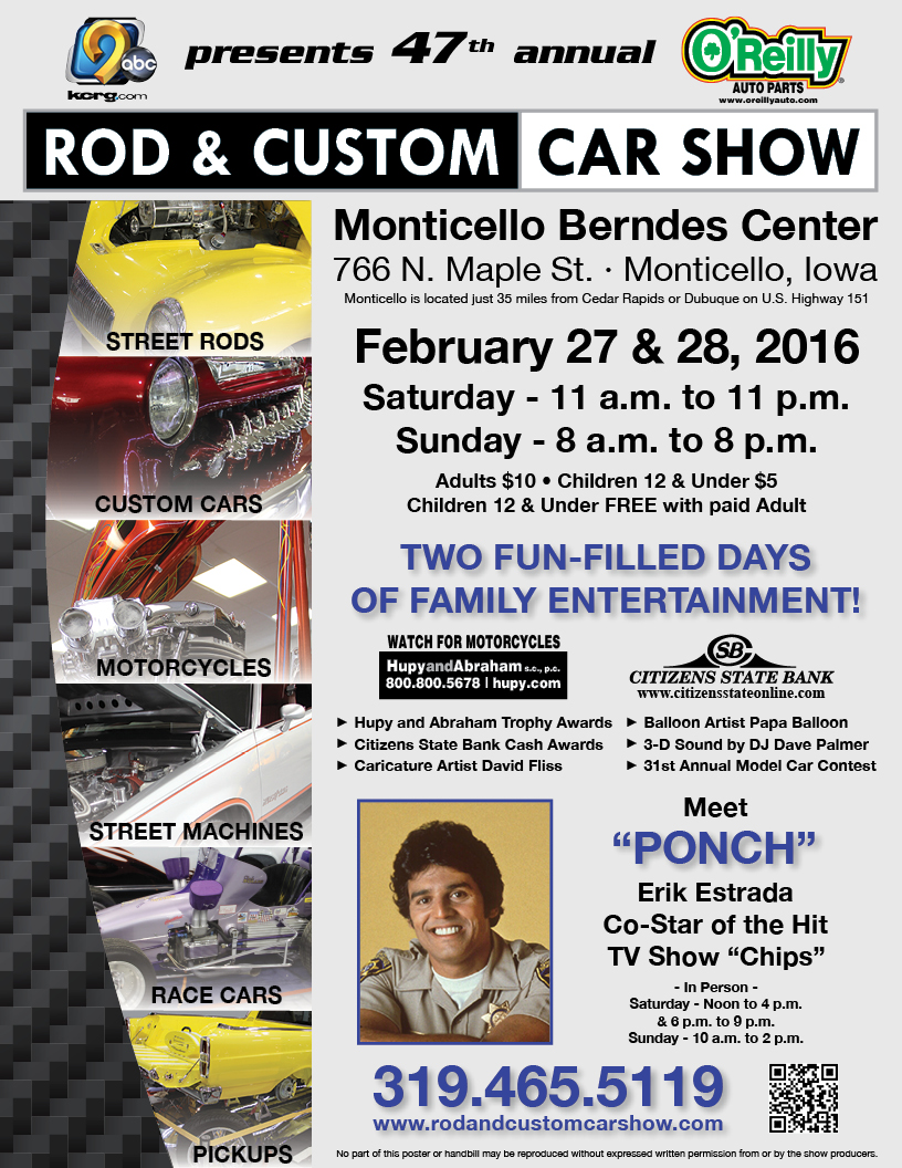 Rod & Custom Car Show Erik Estrada Monticello, Iowa bikers motorcycle show