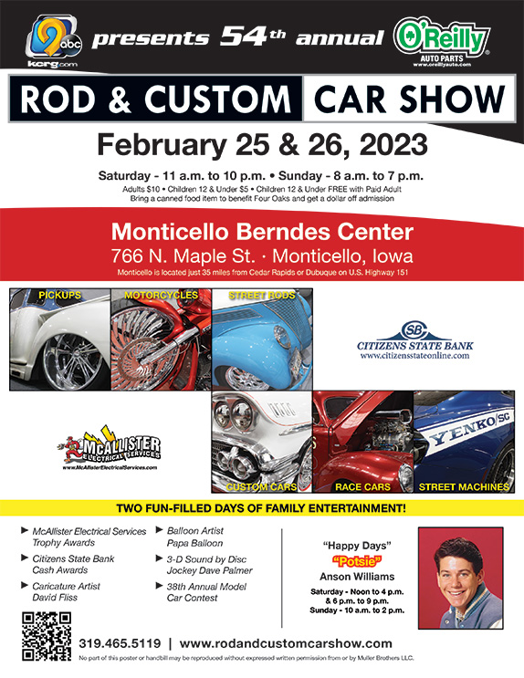 Rod and Custom Car Show Monticello Iowa February 27 & 28, 2021
